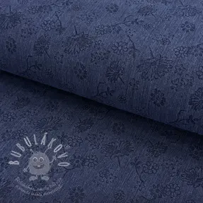 JEANS 9,5 OZ Embossed Flowers dark blue