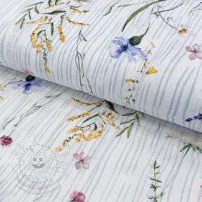 Dupla géz/muszlin French flowers blue digital print
