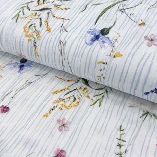Dupla géz/muszlin French flowers blue digital print