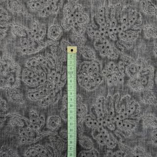 Pamutvászon VOILE EMBROIDERY Vintage dark grey