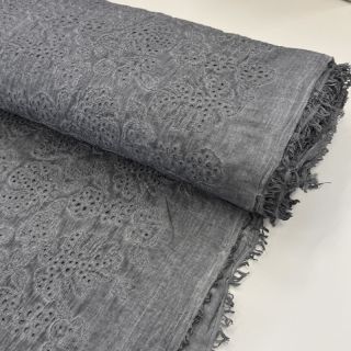Pamutvászon VOILE EMBROIDERY Vintage dark grey