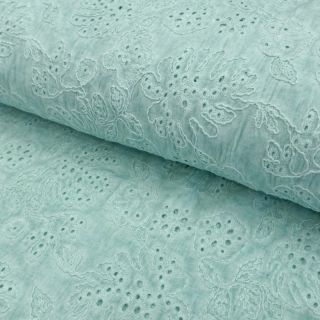 Pamutvászon VOILE EMBROIDERY Vintage aqua