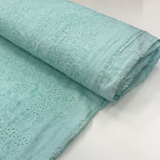 Pamutvászon VOILE EMBROIDERY Vintage aqua