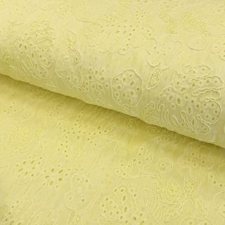 Pamutvászon VOILE EMBROIDERY Vintage yellow