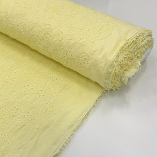 Pamutvászon VOILE EMBROIDERY Vintage yellow