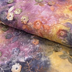 Pamutvászon TIE DYE EMBROIDERY Poppy design E