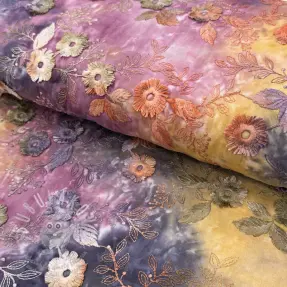 Pamutvászon TIE DYE EMBROIDERY Poppy design E
