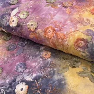 Pamutvászon TIE DYE EMBROIDERY Poppy design E