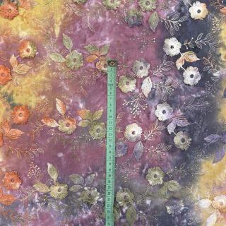 Pamutvászon TIE DYE EMBROIDERY Poppy design E
