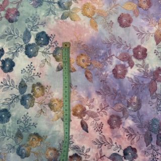 Pamutvászon TIE DYE EMBROIDERY Poppy design C