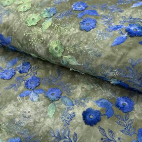 Pamutvászon TIE DYE EMBROIDERY Poppy design B