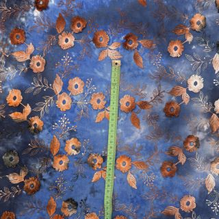 Pamutvászon TIE DYE EMBROIDERY Poppy design D