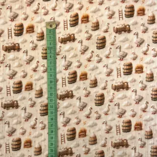 Dupla géz/muszlin Little farm animals design C digital print