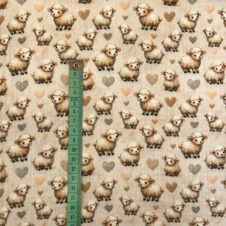 Dupla géz/muszlin Little farm animals design A digital print