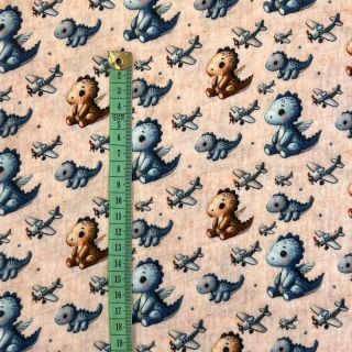 Dupla géz/muszlin Baby dino design A digital print