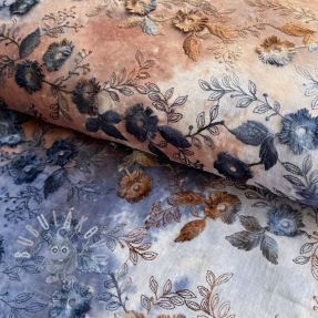 Pamutvászon TIE DYE EMBROIDERY Poppy design I