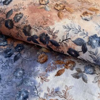 Pamutvászon TIE DYE EMBROIDERY Poppy design I