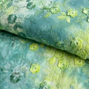 Pamutvászon TIE DYE EMBROIDERY Poppy design G