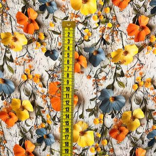 Viszkóz RAYON POPLIN Flowy flowers design B digital print