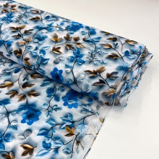 Viszkóz RAYON POPLIN Flowy flowers design E digital print