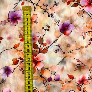 Viszkóz RAYON POPLIN Bright flowers design G digital print