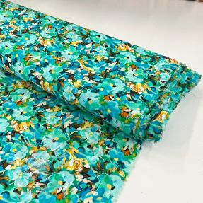 Viszkóz RAYON POPLIN Oil painted flowers design B digital print