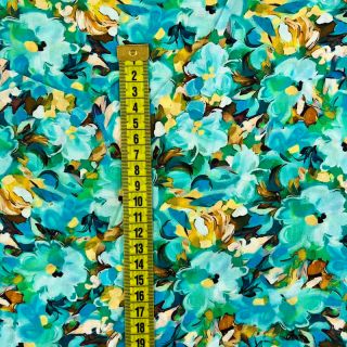 Viszkóz RAYON POPLIN Oil painted flowers design B digital print