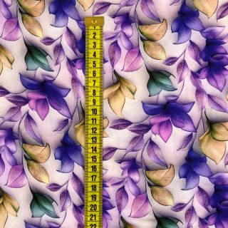 Viszkóz RAYON POPLIN Leafs design F digital print