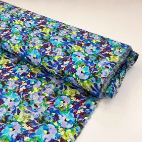 Viszkóz RAYON POPLIN Oil painted flowers design C digital print