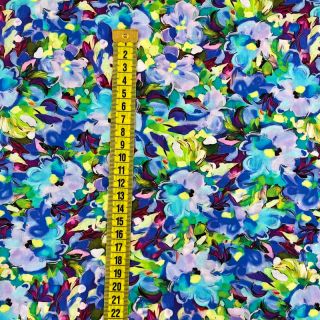 Viszkóz RAYON POPLIN Oil painted flowers design C digital print