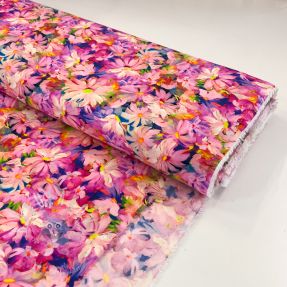 Viszkóz RAYON POPLIN Oil painted flowers design D digital print