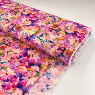 Viszkóz RAYON POPLIN Oil painted flowers design D digital print