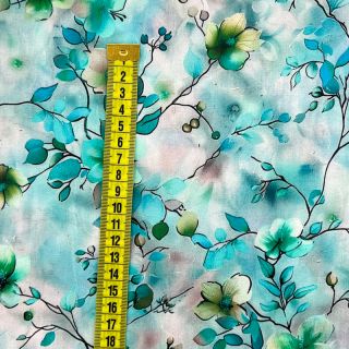 Viszkóz RAYON POPLIN Bright flowers design E digital print