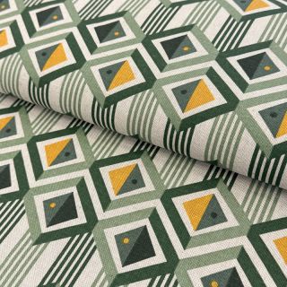 Dekorációs anyag Linenlook Geometric Graphic Diamond soft green