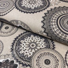Dekorációs anyag Linenlook Geometric mandala anthracite