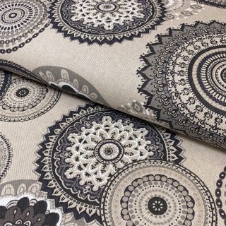 Dekorációs anyag Linenlook Geometric mandala anthracite