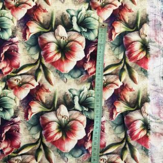 Viszkóz lenvászonnal Azalea design A digital print