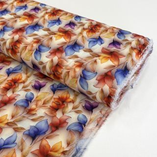 Viszkóz RAYON POPLIN Leafs design D digital print