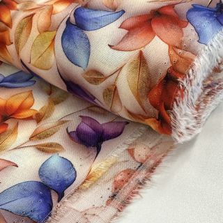 Viszkóz RAYON POPLIN Leafs design D digital print