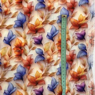 Viszkóz RAYON POPLIN Leafs design D digital print