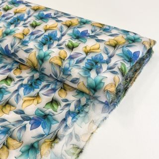 Viszkóz RAYON POPLIN Leafs design A digital print