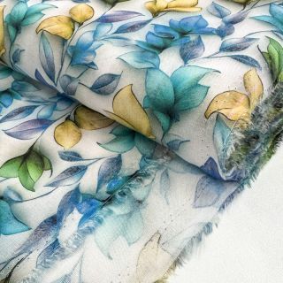 Viszkóz RAYON POPLIN Leafs design A digital print
