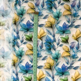 Viszkóz RAYON POPLIN Leafs design A digital print