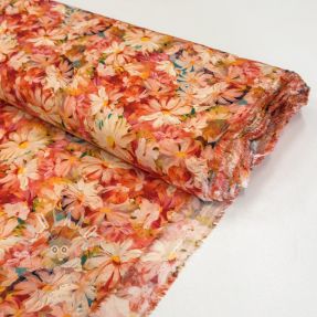 Viszkóz RAYON POPLIN Oil painted flowers design F digital print