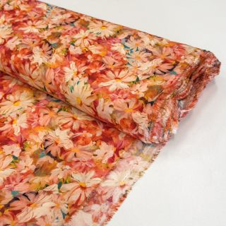 Viszkóz RAYON POPLIN Oil painted flowers design F digital print