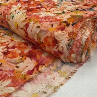Viszkóz RAYON POPLIN Oil painted flowers design F digital print