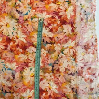 Viszkóz RAYON POPLIN Oil painted flowers design F digital print