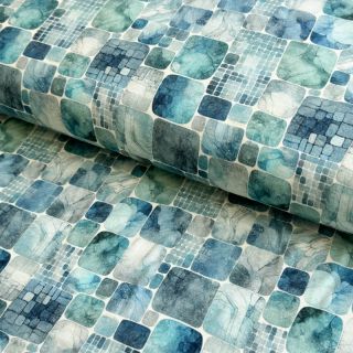 Jersey VISCOSE Blocking petrol digital print
