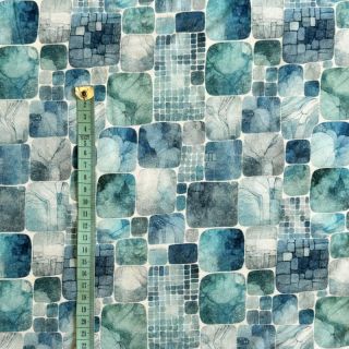 Jersey VISCOSE Blocking petrol digital print