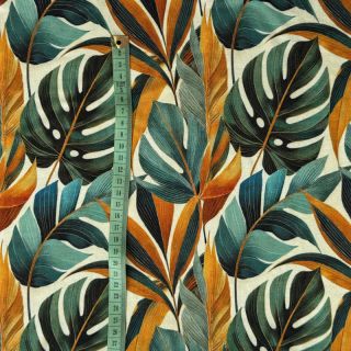 Jersey VISCOSE Rustling leaves orange digital print
